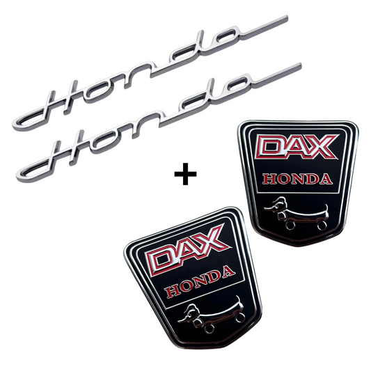Honda frame stickers set - silver emblems + funny dog frame stickers