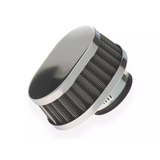 Filtre à air ovale chromé avec raccord de 38 mm
