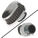 Filtre à air ovale chromé avec raccord de 38 mm