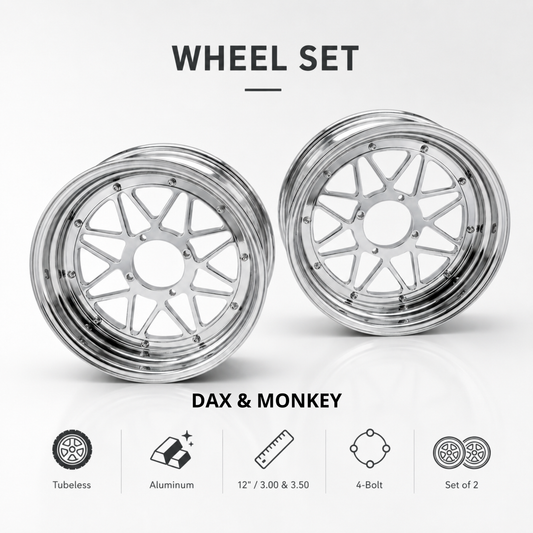 Tubeless velgenset 12 inch - 3.50 x 3.00 - Voor Dax en Monkey
