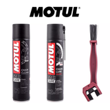 Motul Chain Maintenance Kit - chain cleaner, chain lubricant spray + chain brush