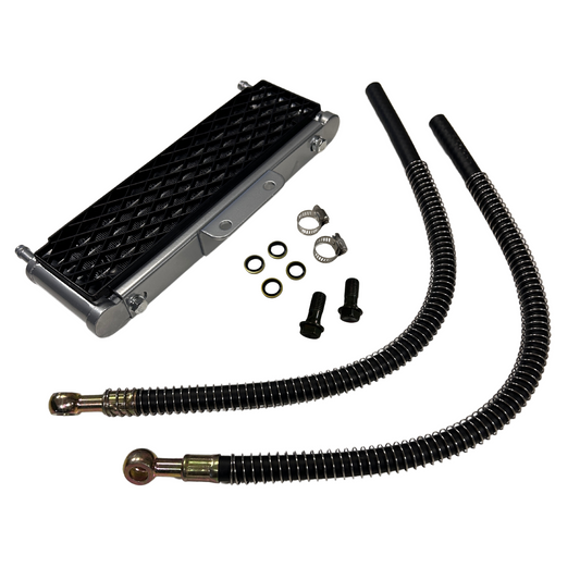 Oil cooler black 6 rows for connection to the cylinder head or clutch housing
