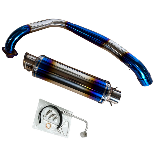 Dax & Monkey exhaust with blue flame effect underneath