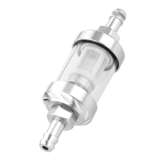 Fuel filter silver and transparent CNC for 5 & 6mm fuel hose
