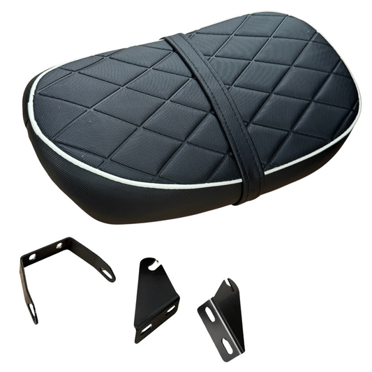 Monkey / Gorilla Seat – Diamond Pattern – Black with White Trim