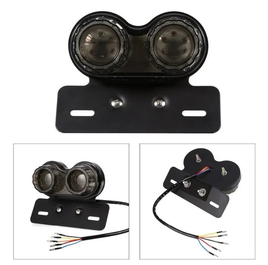 double LED taillight universal with built-in indicators - smoked glass