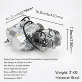 125cc motorblok zilver - Manueel - 4 Versnellingen kickstart. Dax, monkey, Pitbike,..