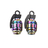 Set of two multicolor aluminum valve caps