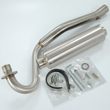 Bovenliggende inox uitlaat voor RVS Dax en andere.