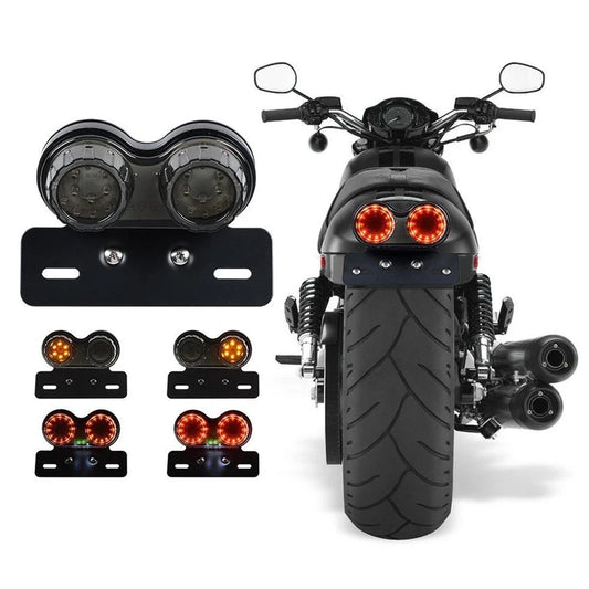 double LED taillight universal with built-in indicators - smoked glass