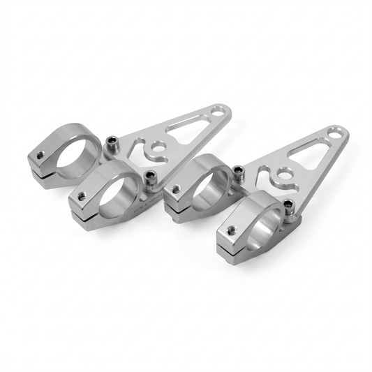 Lichtbeugels 30mm - 31mm CNC zilver voor montage op alle 30-31mm voorvorken