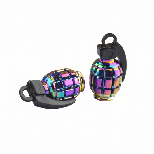 Valve cap set of two pieces multicolor made of aluminum
