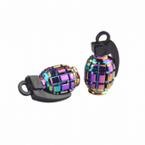 Set of two multicolor aluminum valve caps