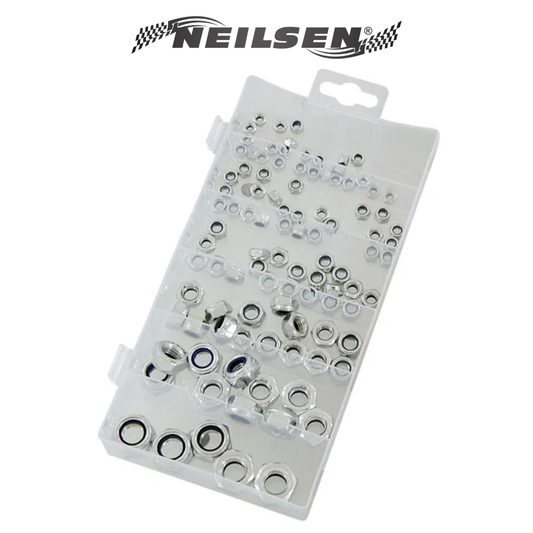 Ensemble d'écrous borg Neilsen de 100 pièces (écrous nyloc) – M4 à M12 