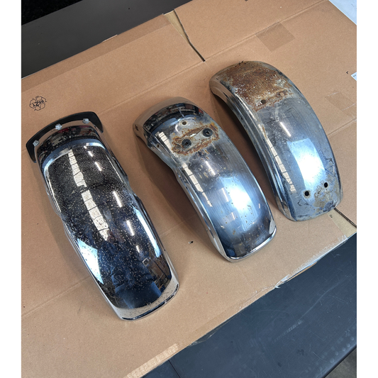 Second-hand - Three Dax chrome fenders - used in poor condition 