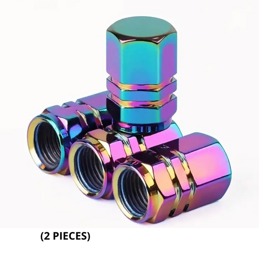Valve cap set of two pieces multicolor made of aluminum 