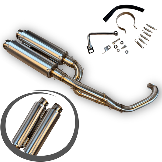 Twin stainless steel exhaust - for Dax and Monkey with removable DB killers 