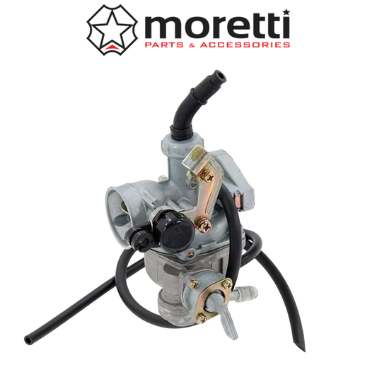 Moretti PZ20 carburetor with cable choke and fuel tap