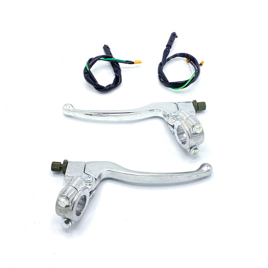 Brake and clutch lever set L/R silver for 22mm handlebars 