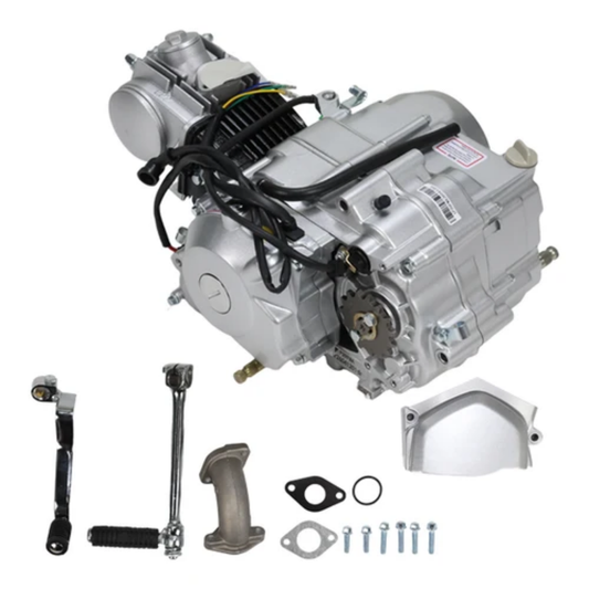 Motorblok 50cc 4-takt – 4 versnellingen – Elektrische start – Handkoppeling + kickstart – 12V