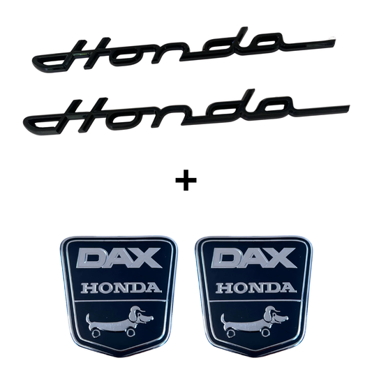 Honda frame stickers set - black emblems + funny dog frame stickers 