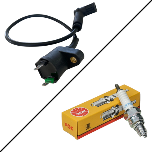 Black Ignition Coil with Spark Plug Wire + NGK CR7HSA Spark Plug ignition bundle 