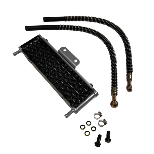 Oil cooler black 6 rows for connection to the cylinder head or clutch housing 