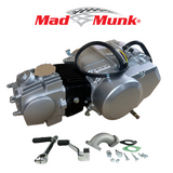 Bloc moteur Madmunk 110cc argent / gris - Manuel - 4 vitesses kickstart. Dax,.. (108cc) 