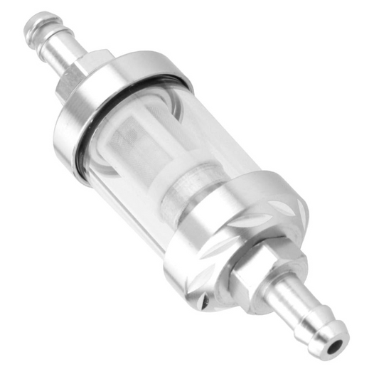 Fuel filter silver and transparent CNC for 5 & 6mm fuel hose 
