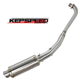Kepspeed Auspuff GP1 kurz Edelstahl unterliegend mit goldener Ausführung 