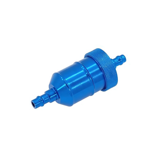 Blue-colored aluminum fuel filter for 6mm cables 