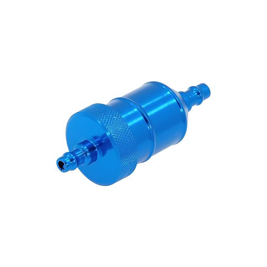 Blue-colored aluminum fuel filter for 6mm cables 