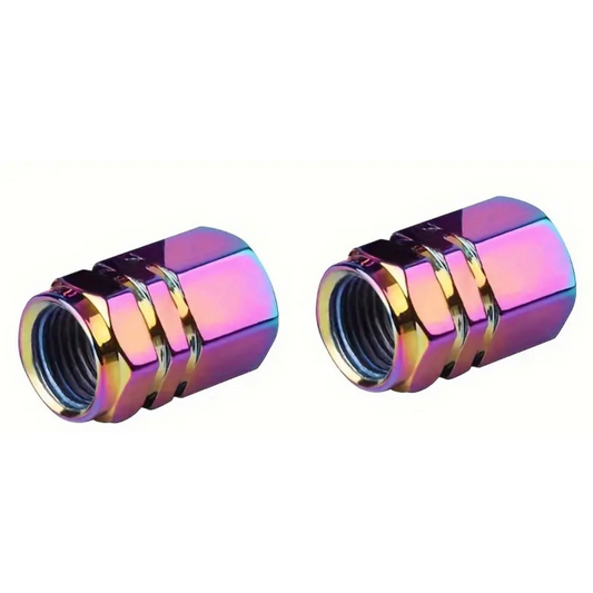 Valve cap set of two pieces multicolor made of aluminum 