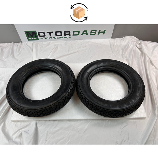Two Michelin S83 3.50 x 10 inch tires - second hand 