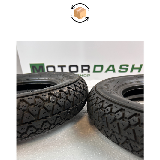 Two Michelin S83 3.50 x 10 inch tires - second hand 