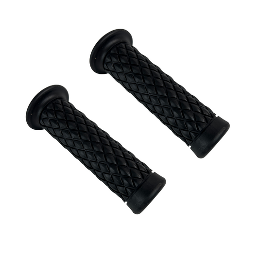 Poignées en caoutchouc noires pour guidons de 22 mm de diamètre - look rétro 