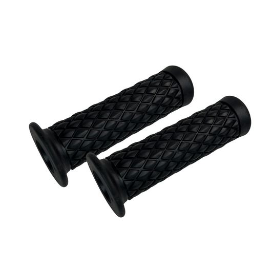 Poignées en caoutchouc noires pour guidons de 22 mm de diamètre - look rétro 