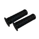 Rubber handle grips black for 22mm diameter handlebars - retro look 