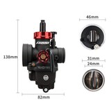 Version de course du carburateur Nibbi PE24YJ Flange - avec raccord en caoutchouc à bride 