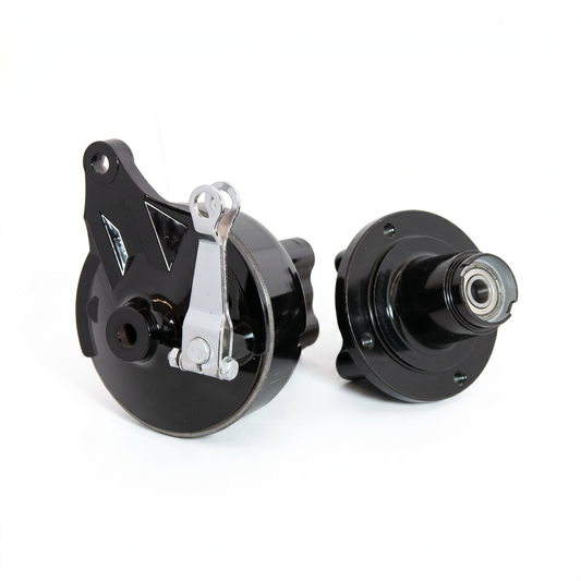 Monkey Naben-Set für Vierlochfelge schwarz mit Dax-Bremstrommel 12mm Achse 