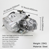 Moteur Zongshen 125cc – démarrage électrique + kickstart (argent) 