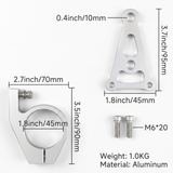 Supports de phare 45mm CNC argent pour montage sur fourches avant USD (45mm)