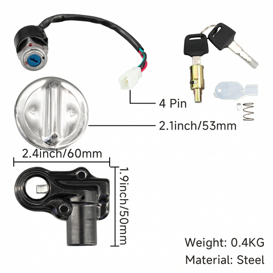 Complete ignition lock - handlebar lock and saddle lock set for Dax 12 volt 