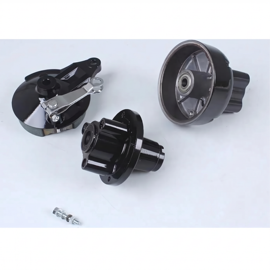 Monkey Naben-Set für Vierlochfelge schwarz mit Dax-Bremstrommel 12mm Achse 