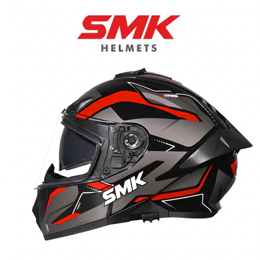 SMK Typhoon Azonix full-face helmet with flip-up sun visor.