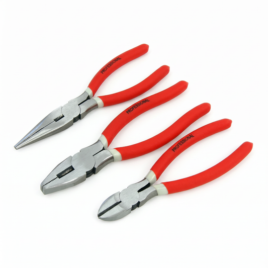 3-teiliges Zangenset 200 mm – Kombi-, Spitzzange und Seitenschneider