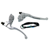 Brake and clutch lever set L/R silver for 22mm handlebars 