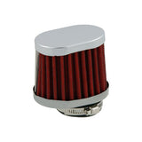 Air filter red and chrome oval-shaped 38mm, 42mm, and 45mm 